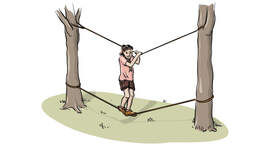 Illustrasjon av apebro i bruk. Illustrasjon av apebro i bruk.