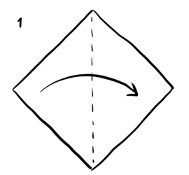 Illustrasjon av hvordan man bretter en due av et ark.