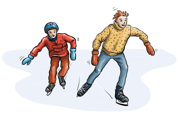 Illustrasjon av speidere som går på skøyter. Illustrasjon av speidere som går på skøyter.