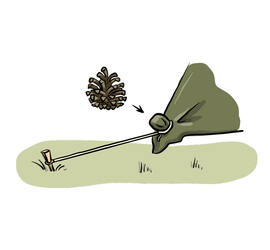 Illustrasjon av hvordan du kan feste tau i presenningen ved hjelp av en kongle. Illustrasjon av hvordan du kan feste tau i presenningen ved hjelp av en kongle.