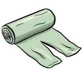 Illustrasjon av en rull med avfallsposer.