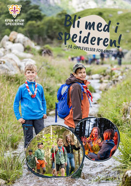 Framside på vervekort rettet mot speidere.