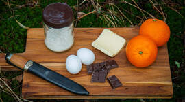 Ingredienser til appelsinmuffins. Ingredienser til appelsinmuffins.