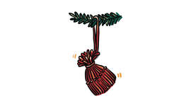 Illustrasjon av nisselue laget av garn.  Illustrasjon av nisselue laget av garn.