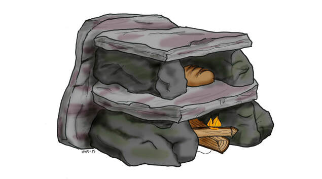 Illustrasjon av en sjusteinsovn. Illustrasjon av en sjusteinsovn.