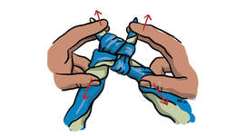 Illustrasjon av hvordan knytte vennskapsknute.