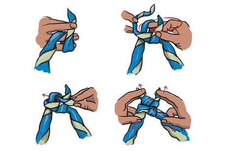 Illustrasjon av hvordan knytte vennskapsknute.